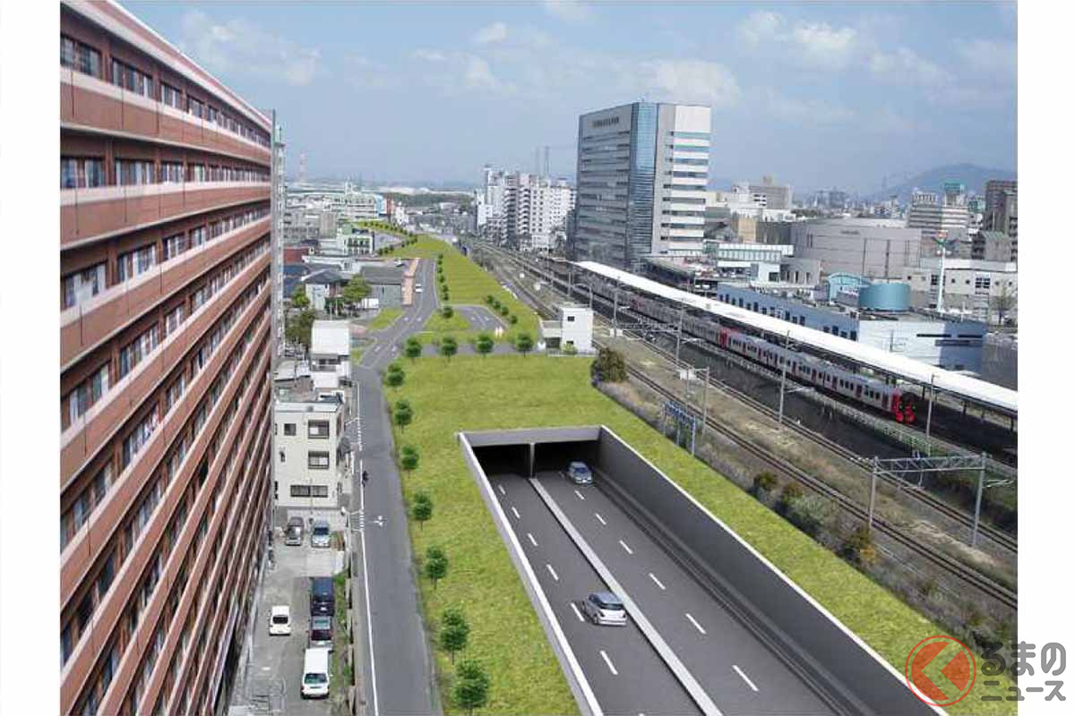 戸畑枝光線・戸畑駅北口付近の完成イメージ(画像:北九州市)