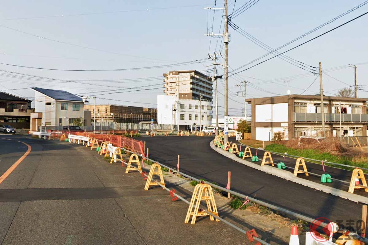開通する都市計画道路鮎川停車場線（(C) Google）