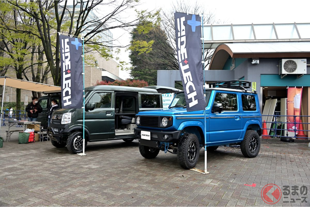 アウトドアイベントのなかでも注目度は高かった? RIDE+TECH(ライドテック)が展示したちょいアゲ「ジムニー」