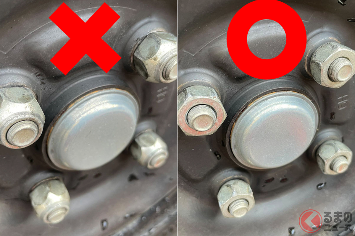 左が間違った取り付け方法、右が正しい取り付け方法(画像:ロック@車屋さん @tensaaaaai)