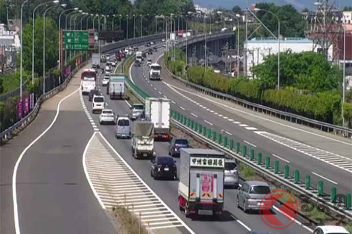 中央道下り・日野バス停付近の渋滞状況（画像：NEXCO中日本）