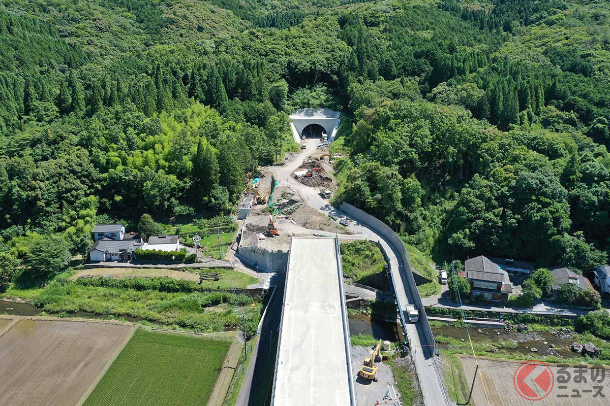 中津日田道路(三光本耶馬渓道路)下屋形地区の状況(画像:国土交通省九州地方整備局大分河川国道事務所)