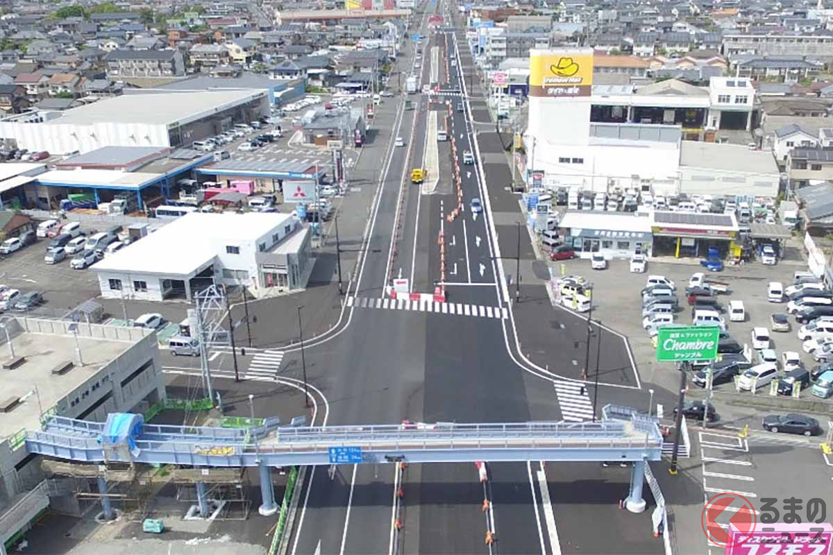 国道10号「門川日向拡幅」区間にある往還交差点から起点側を望む(画像:国土交通省九州地方整備局延岡河川国道事務所)