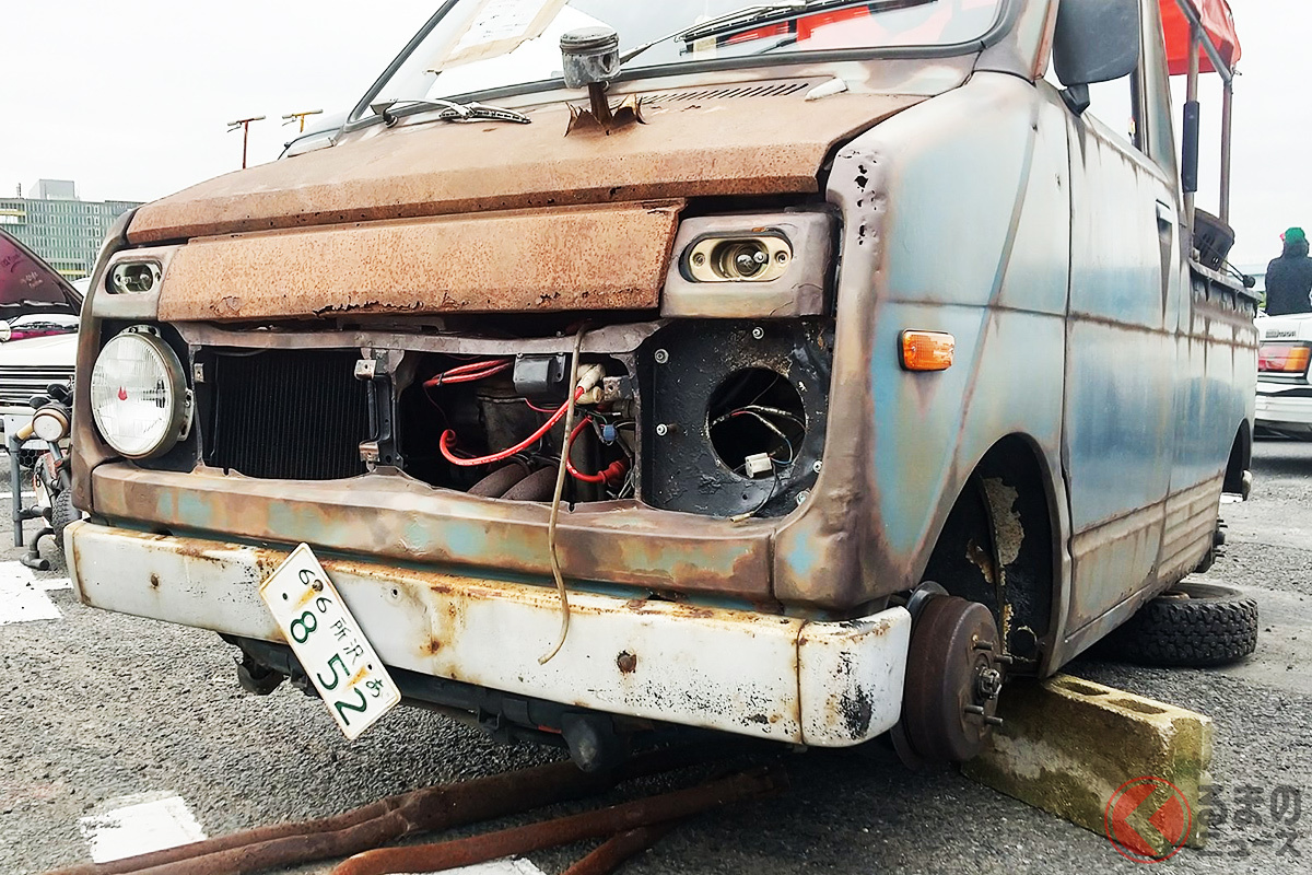 コレは……なんだ? お台場で発見された異彩を放つホンダ「ライフピックアップ」(画像提供:真心商会(鹿)さん)