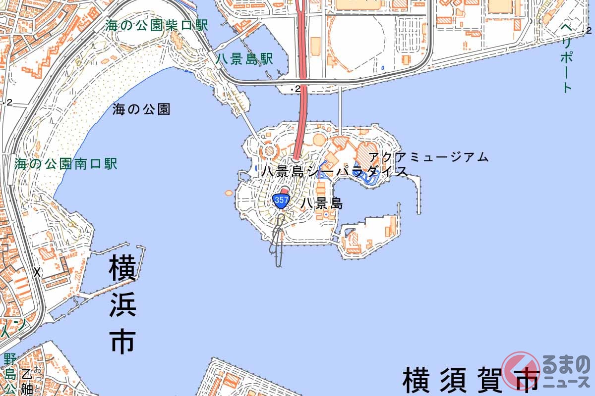 八景島(画像:国土地理院「地理院地図」)