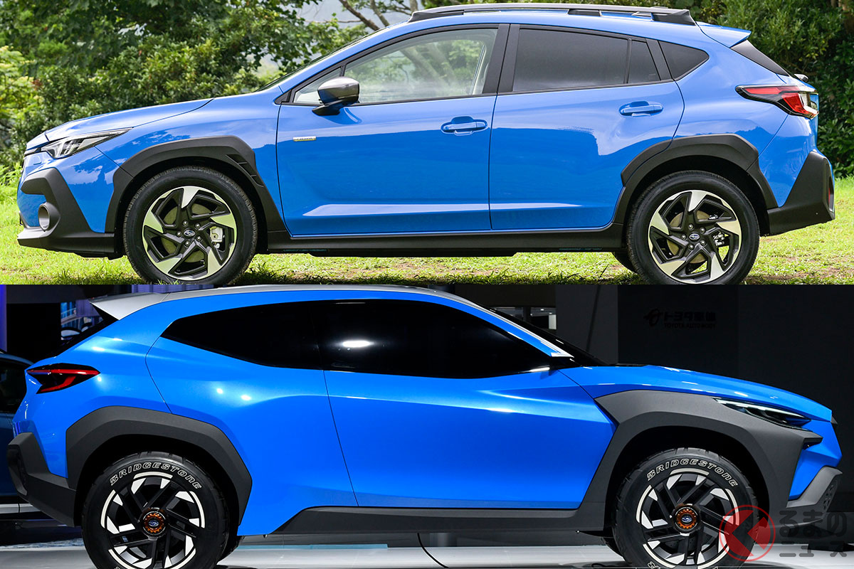 (上)スバル 新型「クロストレック」(2023年発売予定)/(下)「VIZIV ADRENALINE CONCEPT」(2019年のデザインコンセプトカー)