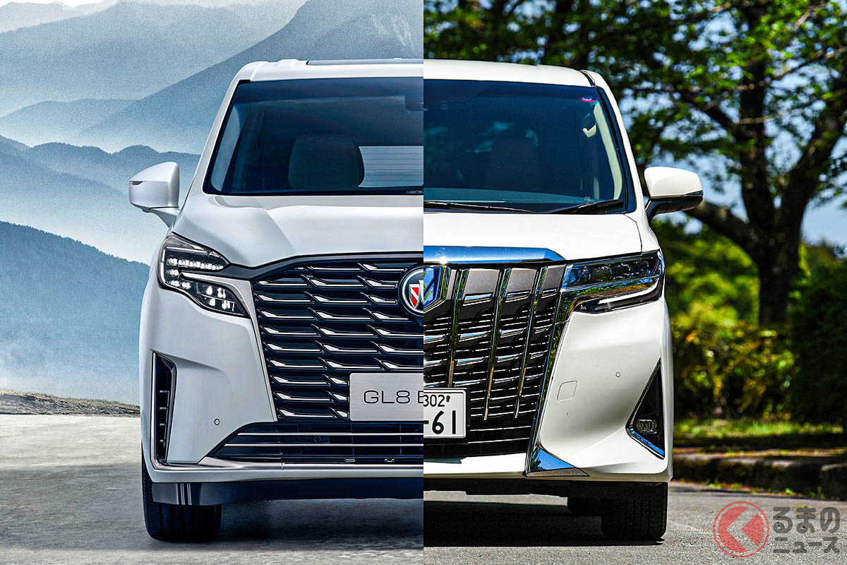 ビュイック「GL8」(左)とトヨタ「アルファード」(右)