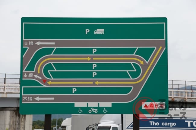 複雑すぎる!? 高速SA・PAの駐車場ルート（画像はイメージ）
