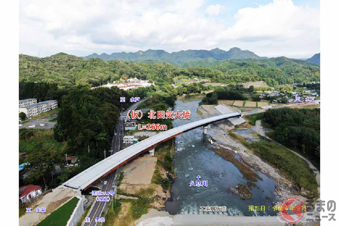国道118号袋田バイパスの北田気大橋（仮称）付近（画像：福島県）