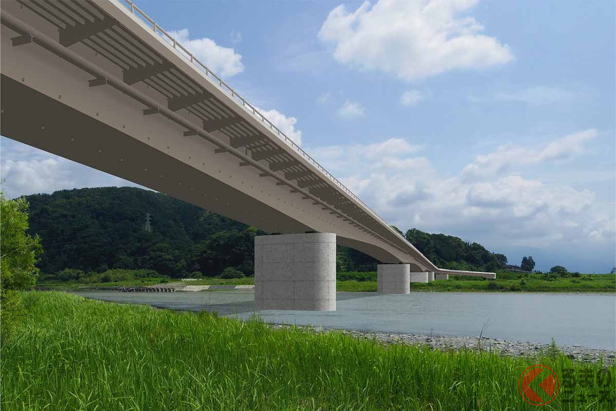 富士川かりがね橋の完成イメージCG（画像：静岡県）