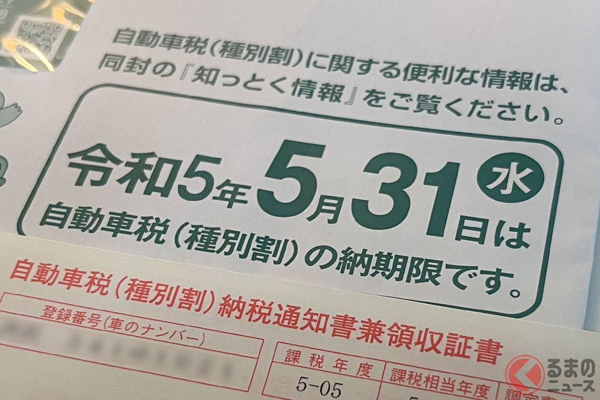5月になると届く自動車税の納税通知書