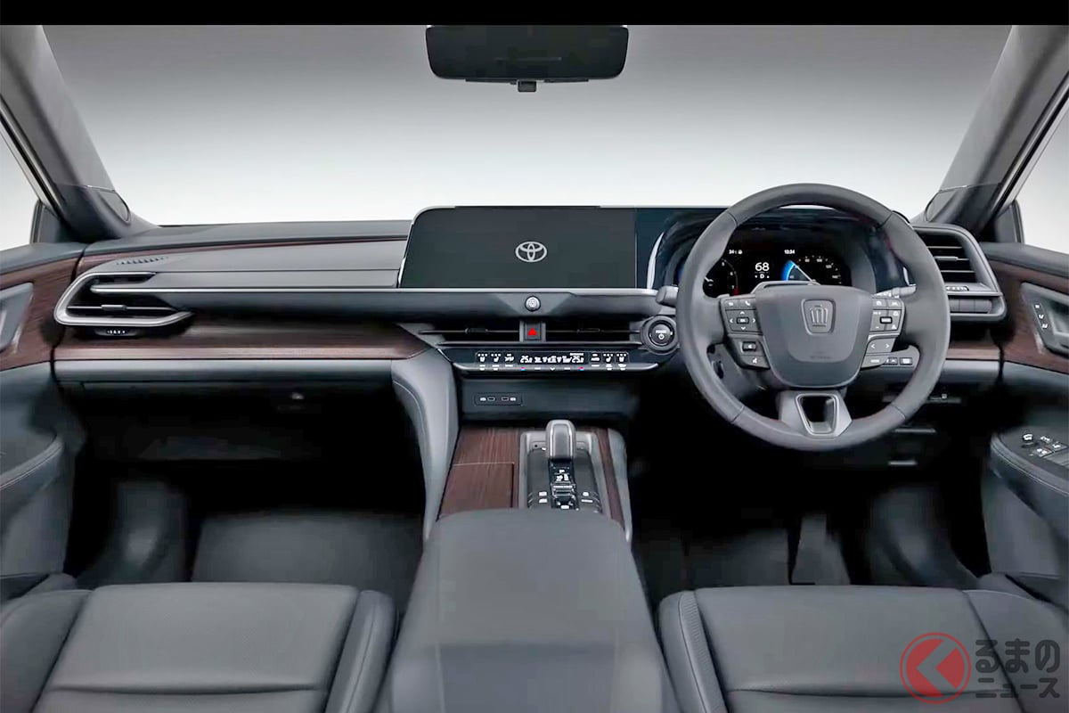トヨタ新型「クラウン セダン」のインテリア(トヨタ YouTubeショールームの画像を加工)