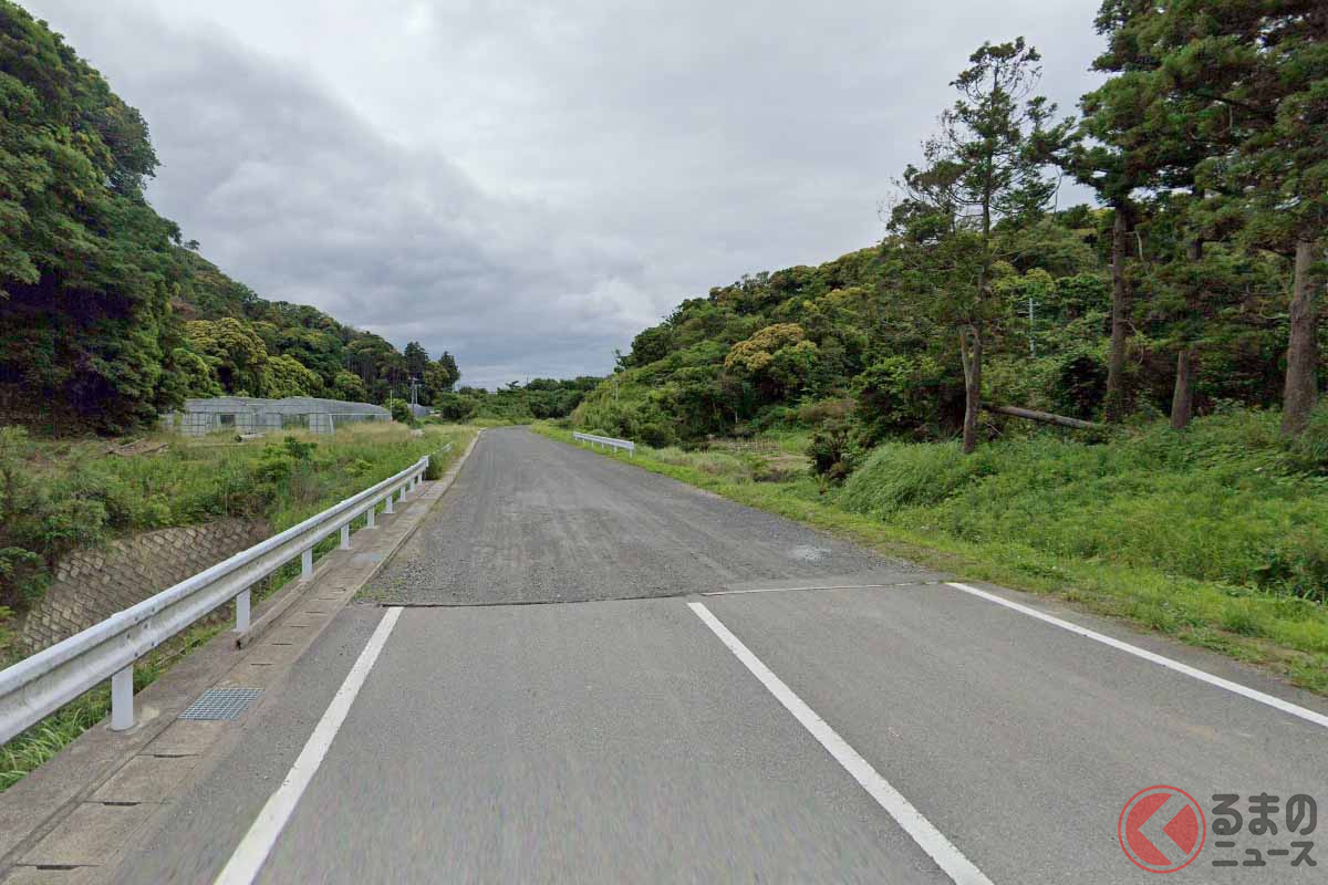 途中で舗装が途切れている安房地域広域農道((C) Google)