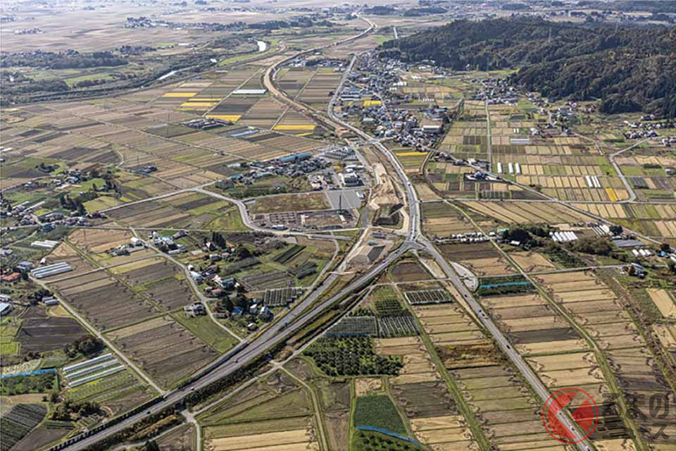 国道113号「梨郷道路」の整備状況(画像:国土交通省東北地方整備局山形河川国道事務所)