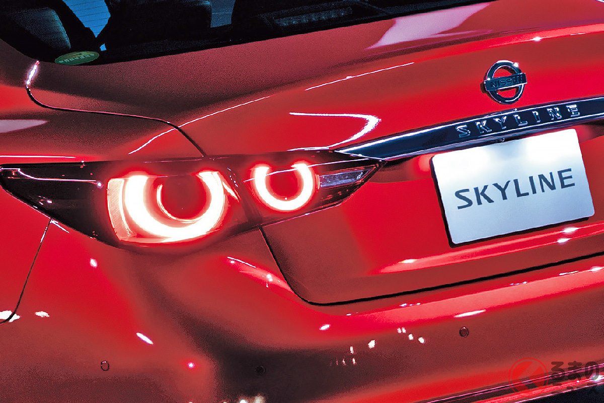 日産「スカイライン」伝統の丸目4灯テールライト(写真は現行型13代目モデル)