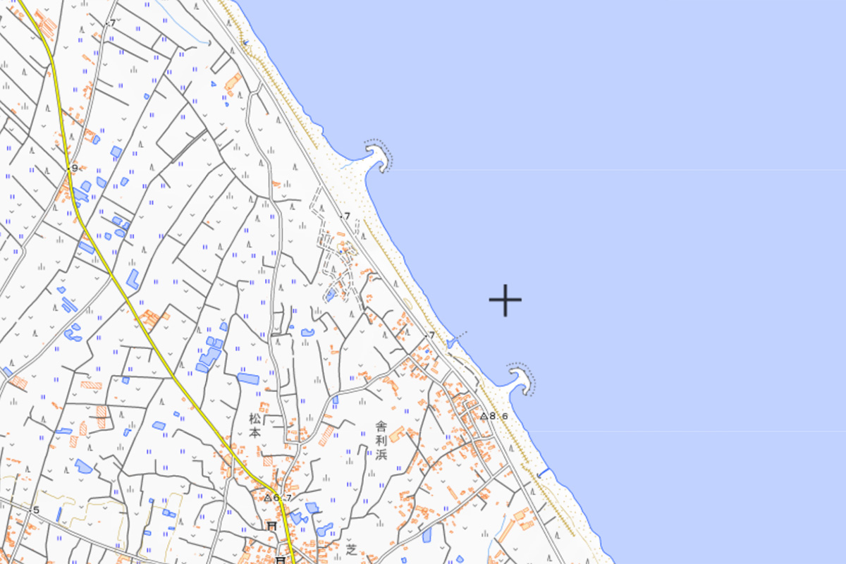 茨城県神栖市のシーサイド道路（画像：国土地理院「地理院地図」）