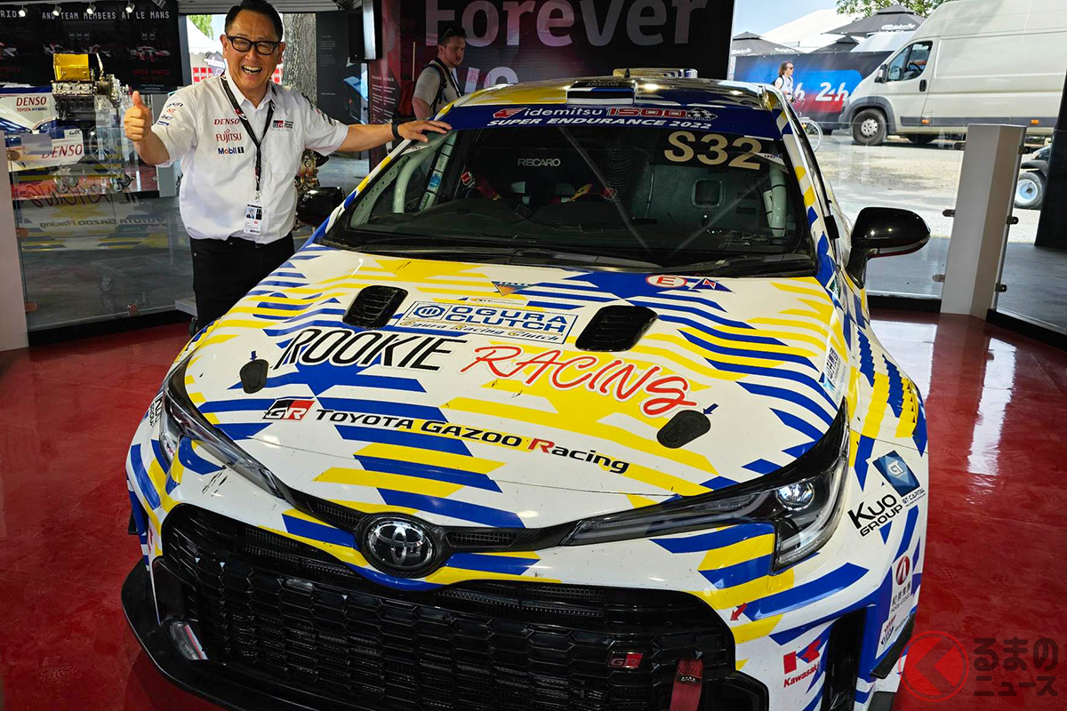 水素エンジンカローラでデモランを披露したモリゾウ選手!