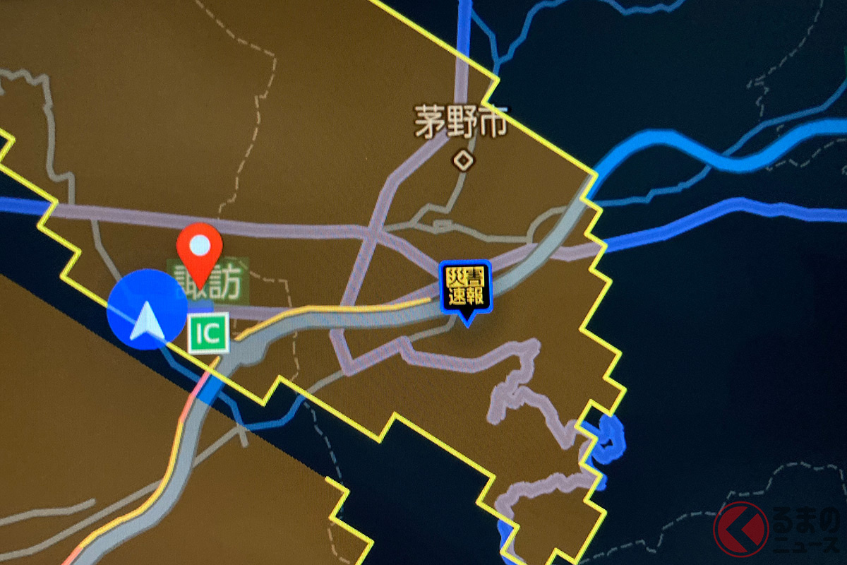 VICS WIDEでは災害情報も表示される