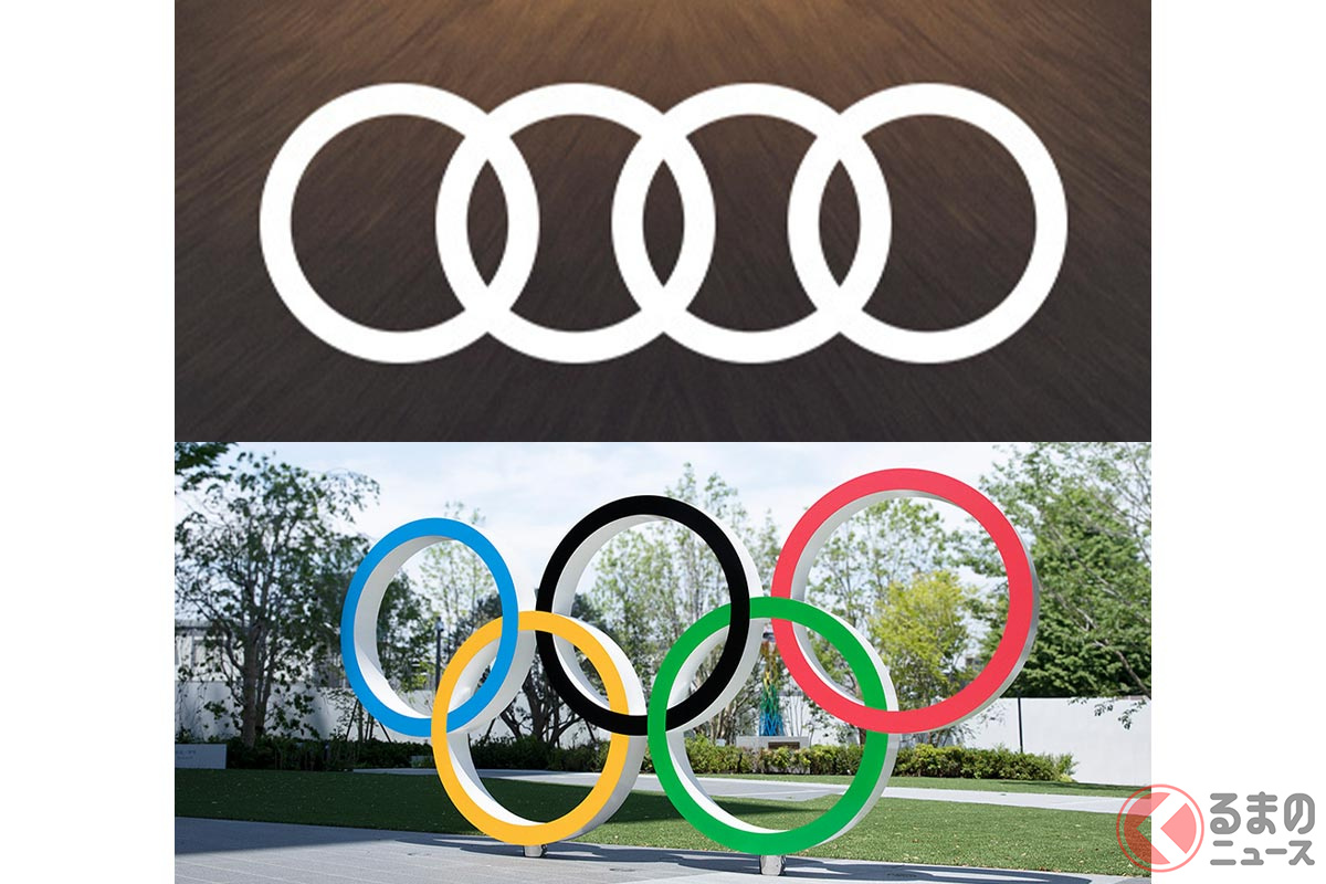 「連帯や統合」という意味が込めてリングを重ねた両者のシンボル【※ 画像(上):アウディジャパン、画像(下):公益財団法人 日本オリンピック委員会の公式サイトより引用】