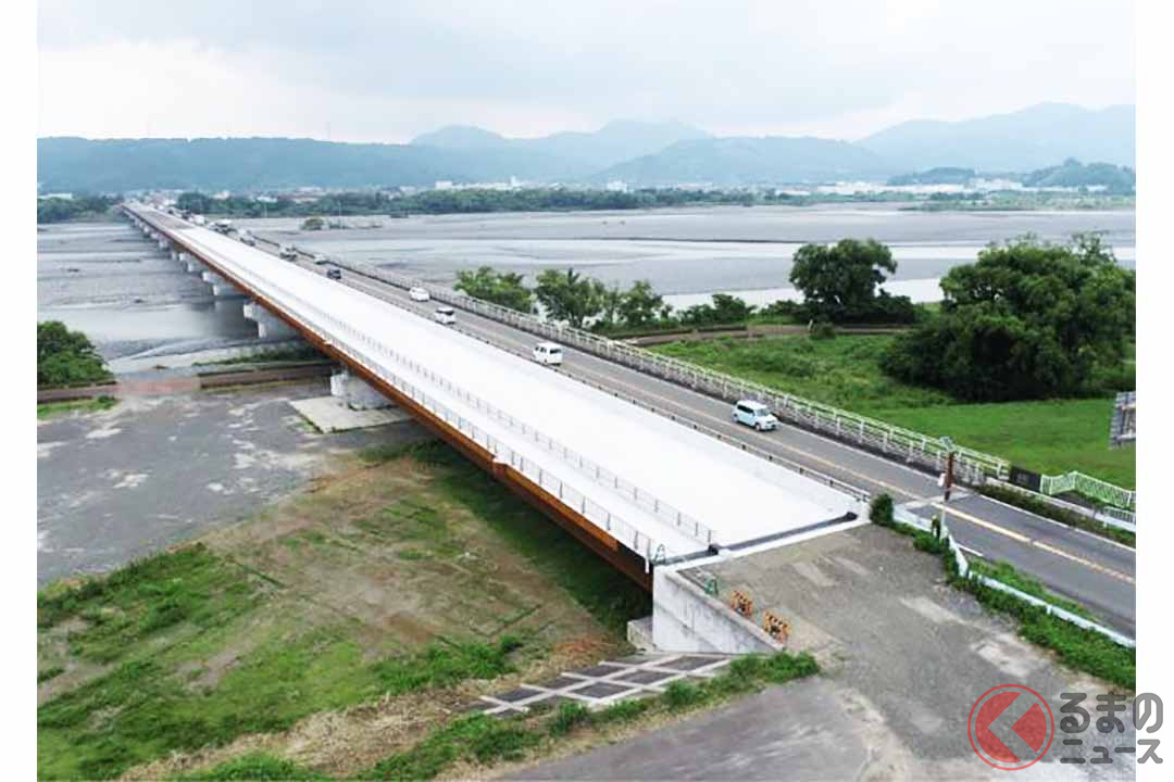 国道1号島田金谷バイパス新大井川橋上部工の完成状況(画像:国土交通省中部地方整備局浜松河川国道事務所)