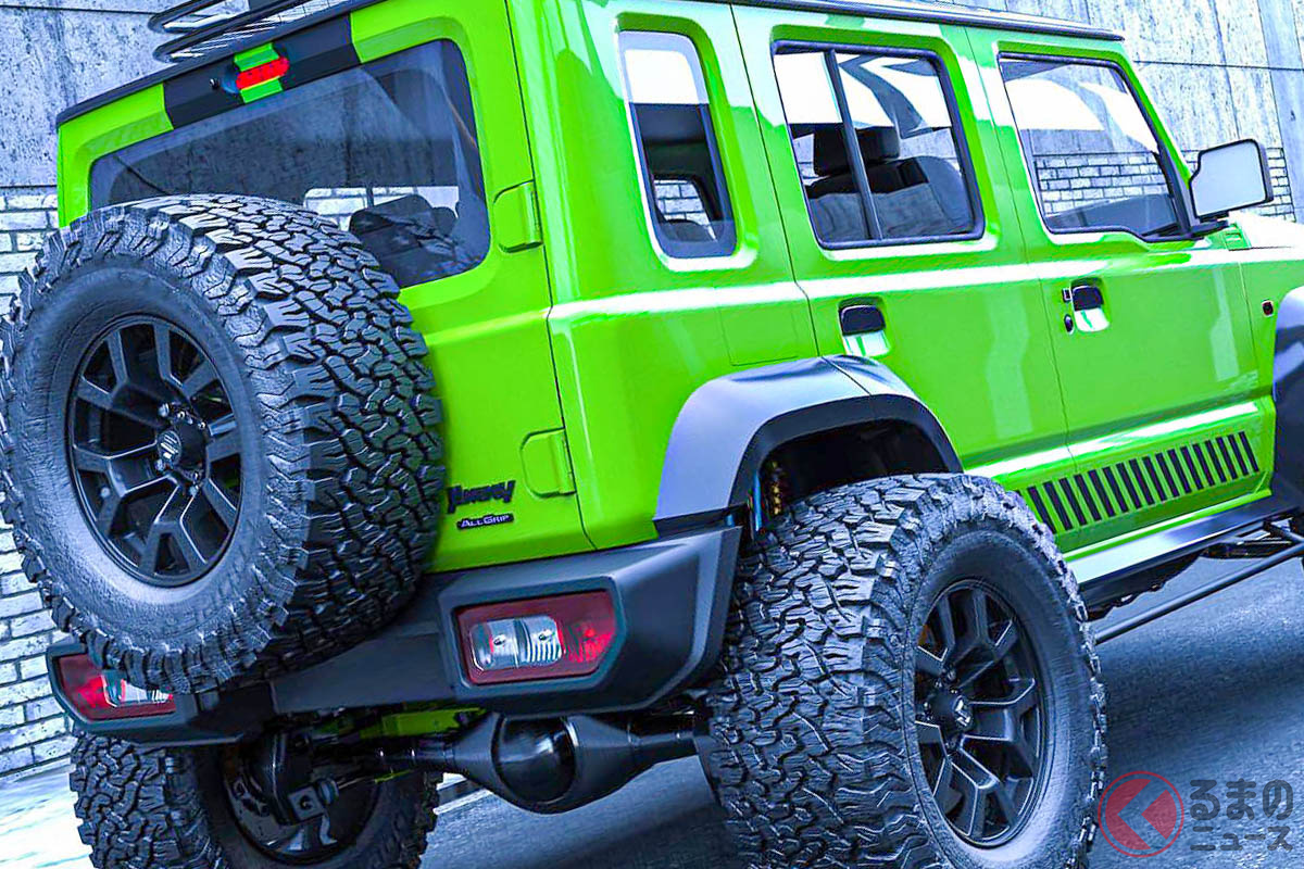 めちゃカッコイイ! ド迫力のリフトアップ施された新型「ジムニー5ドア」のCG(Photo:bimbledesigns)