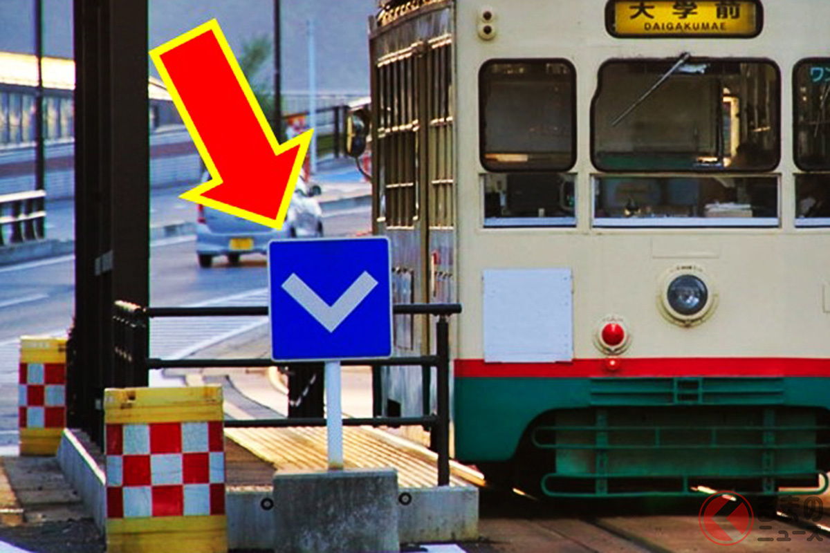 青地に「V」の標識…意味分かる?