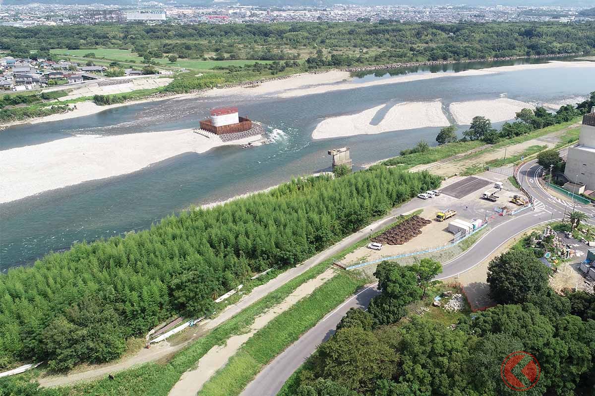 川島大橋の現在の施工状況(画像:国土交通省中部地方整備局岐阜国道事務所)