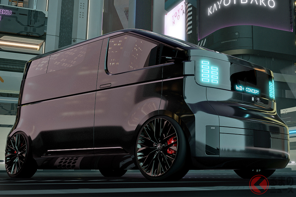 トヨタからコンセプトカー「KAYOIBAKO(カヨイバコ)」の使用イメージがいくつか公開されており、中にはフロントに「bB+ CONCEPT」の文字が点灯していることがわかる仕様もありました