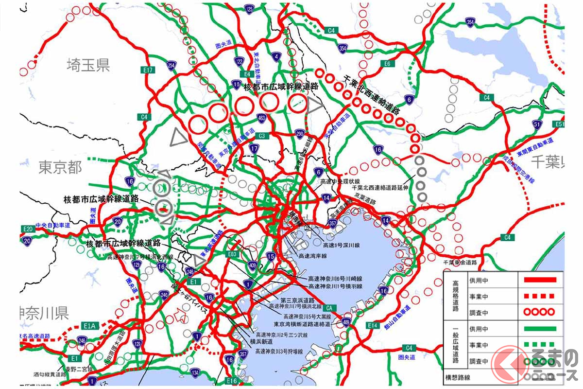 核都市広域幹線道路「埼玉新都心線~東北道付近」の大まかな位置(画像:国土交通省)。