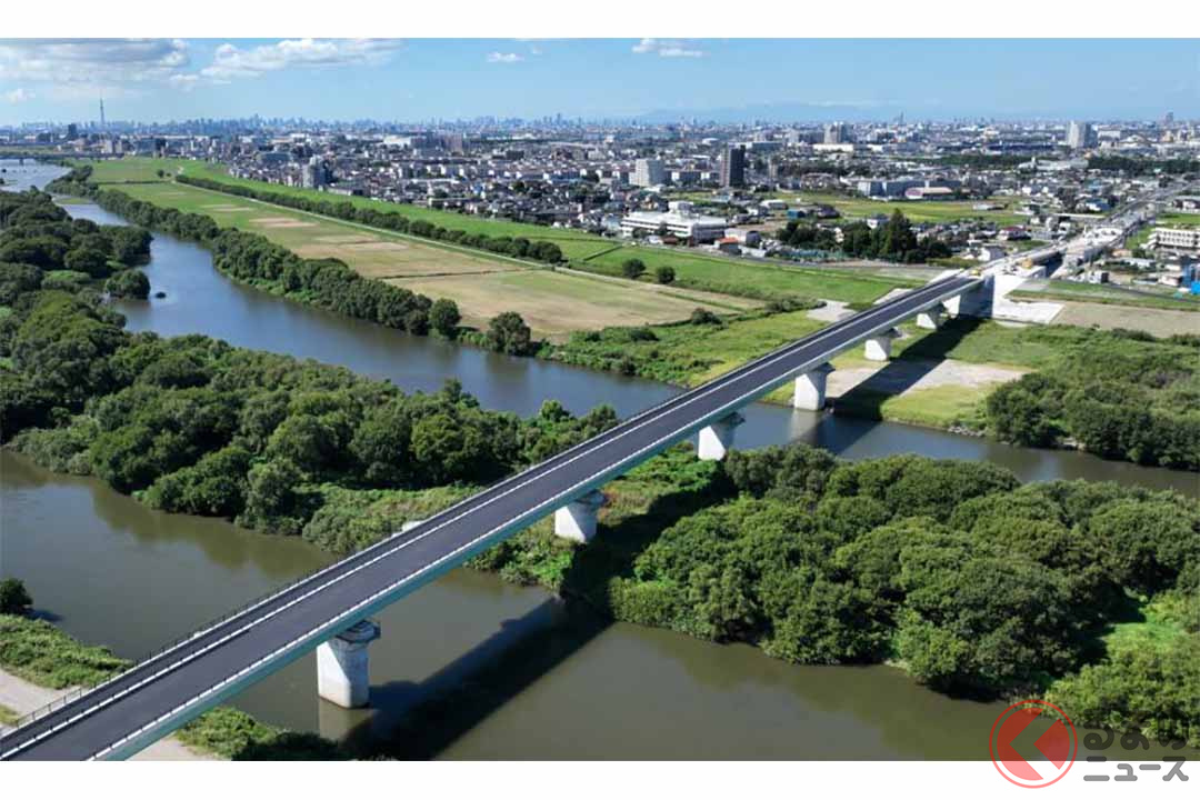 三郷流山橋有料道路の整備状況(画像:埼玉県)