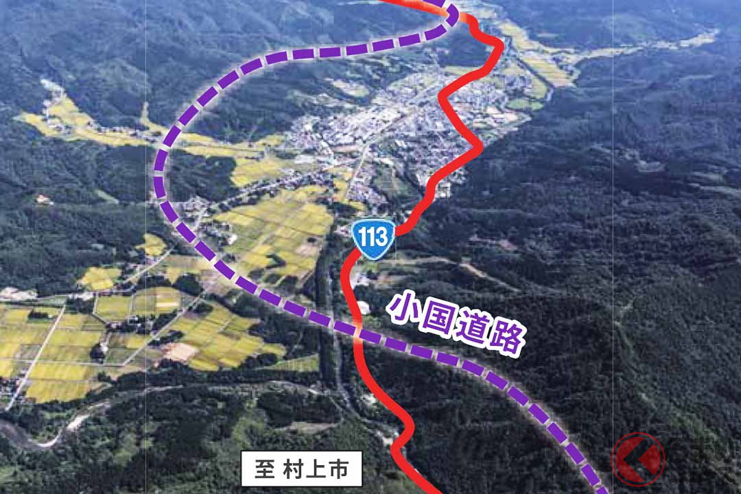 新潟・山形の県境にまたがる国道113号「小国道路」(画像:国土交通省東北地方整備局山形河川国道事務所)