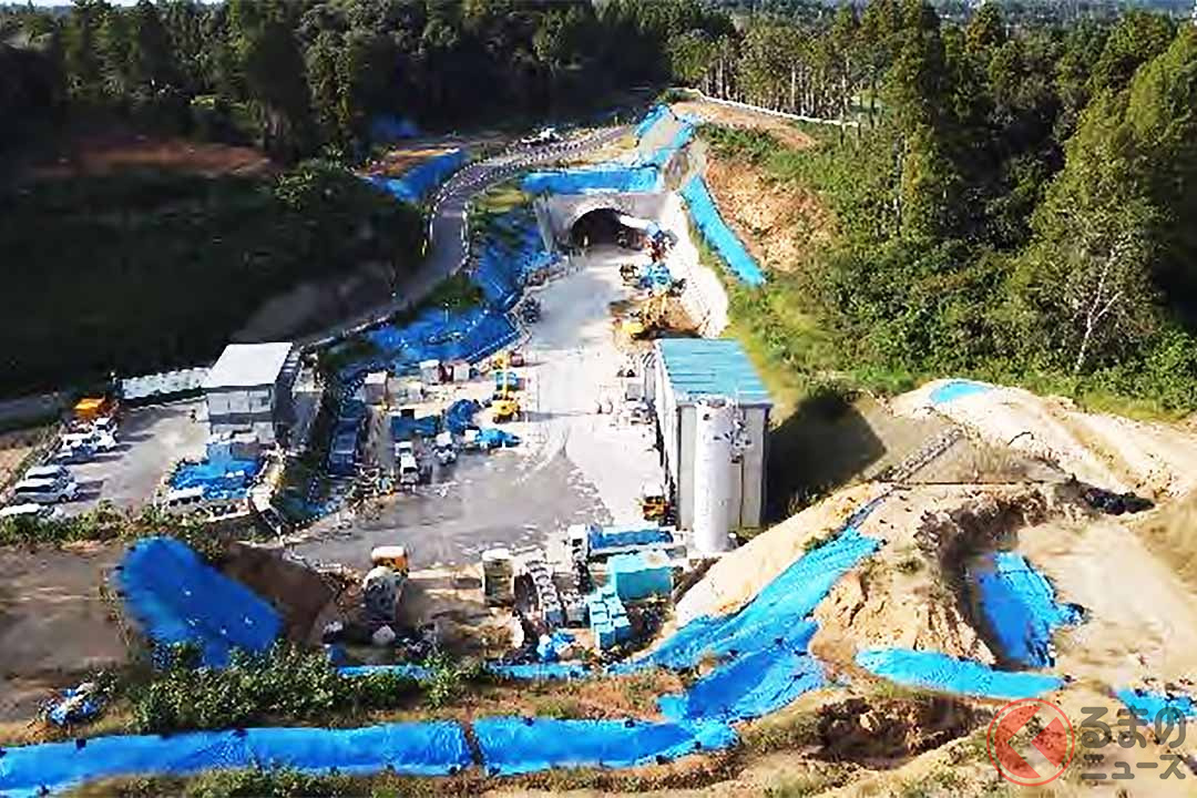 圏央道で建設が進む芝山トンネル付近。2023年10月撮影(画像:国土交通省関東地方整備局)