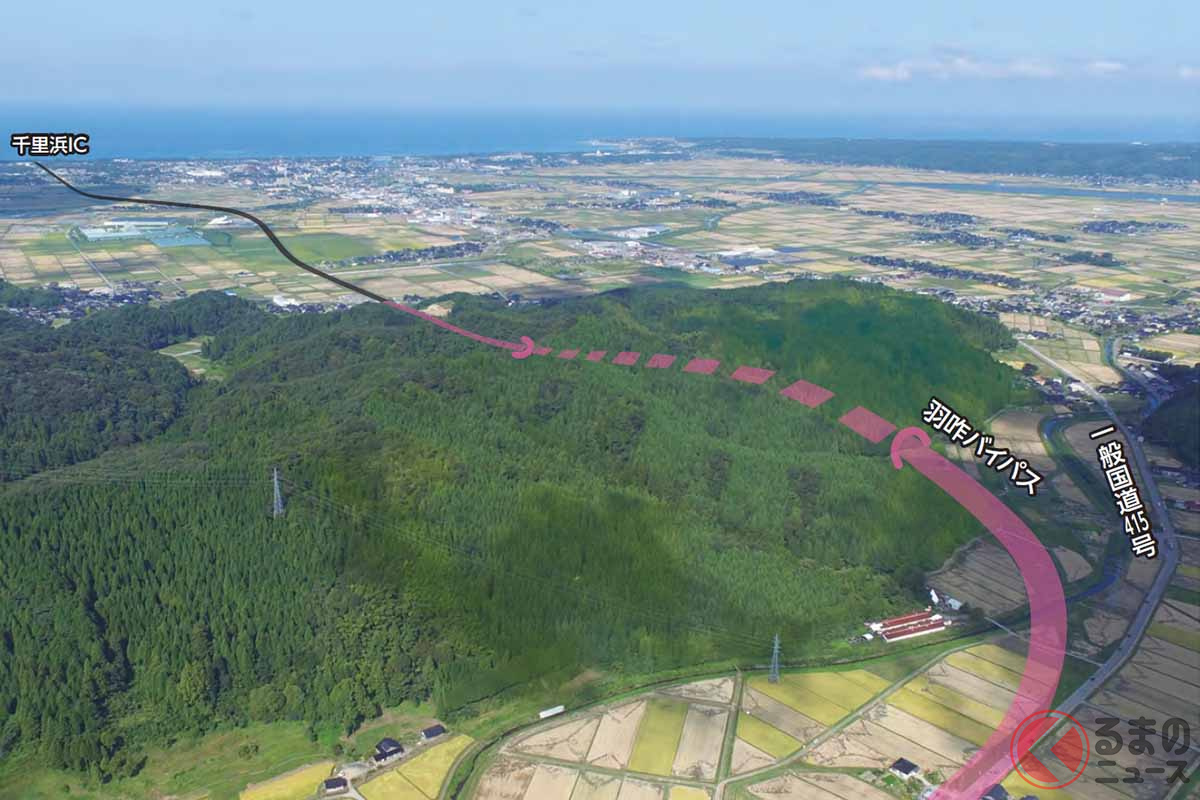 国道415号羽咋バイパスが全通(画像:石川県)