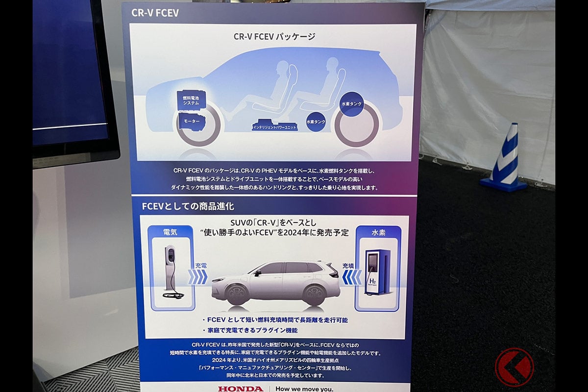 家庭で充電出来るプラグイン機能を備えた「CR-V FCEV」