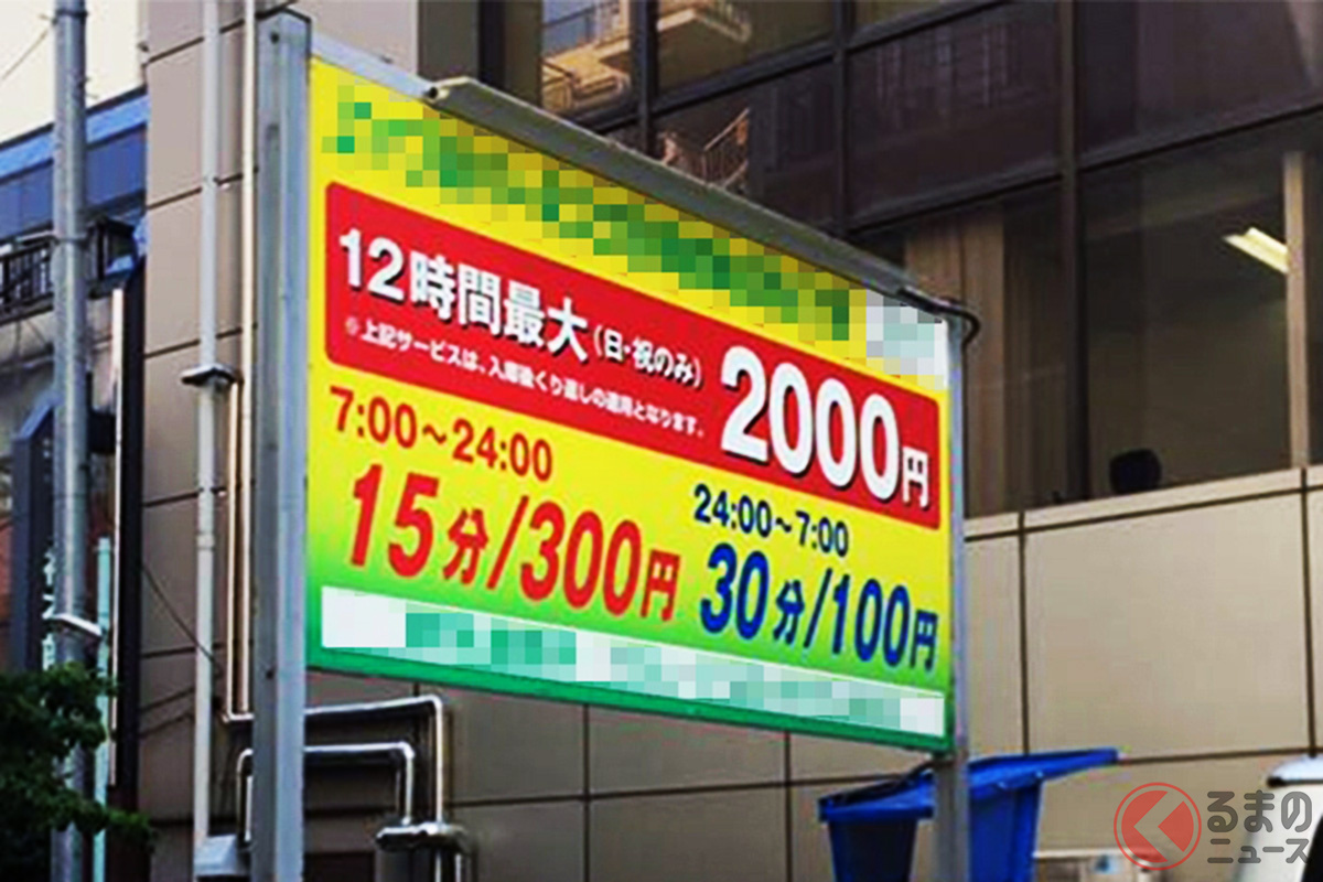 最大料金の設定はあるが、よく見ると「日・祝のみ」となっている。平日の駐車には適用されない(写真はイメージ)