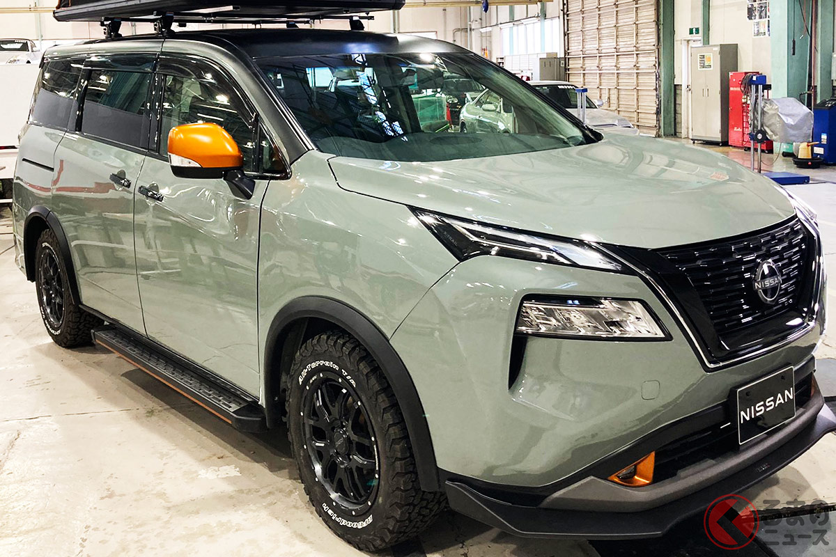 エクストレイル顔のミニバン…「#新型エルグランド」なの?(画像引用:日産京都自動車大学校カスタマイズ科 SNS)