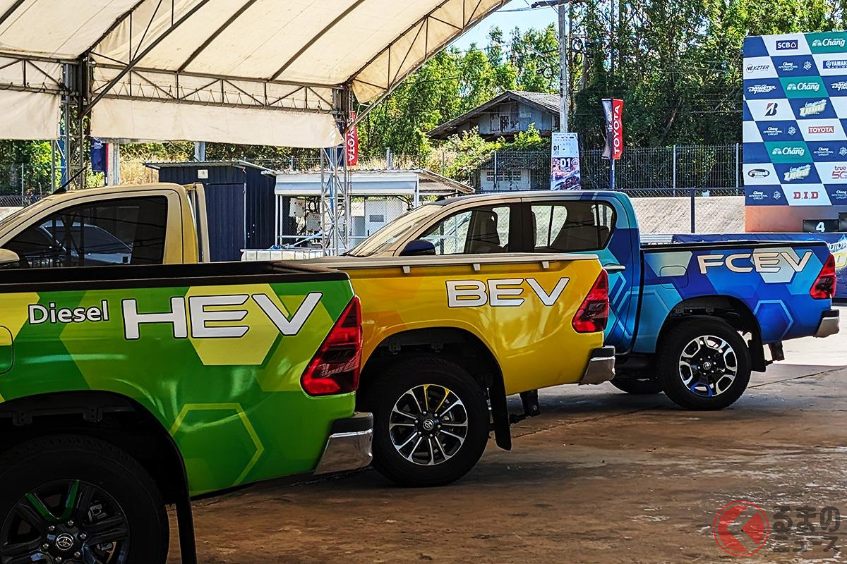 既存のハイラックスはガソリン・ディーゼルとなるが…将来的にはディーゼルHEV・BEV・FCEVも検討しているという