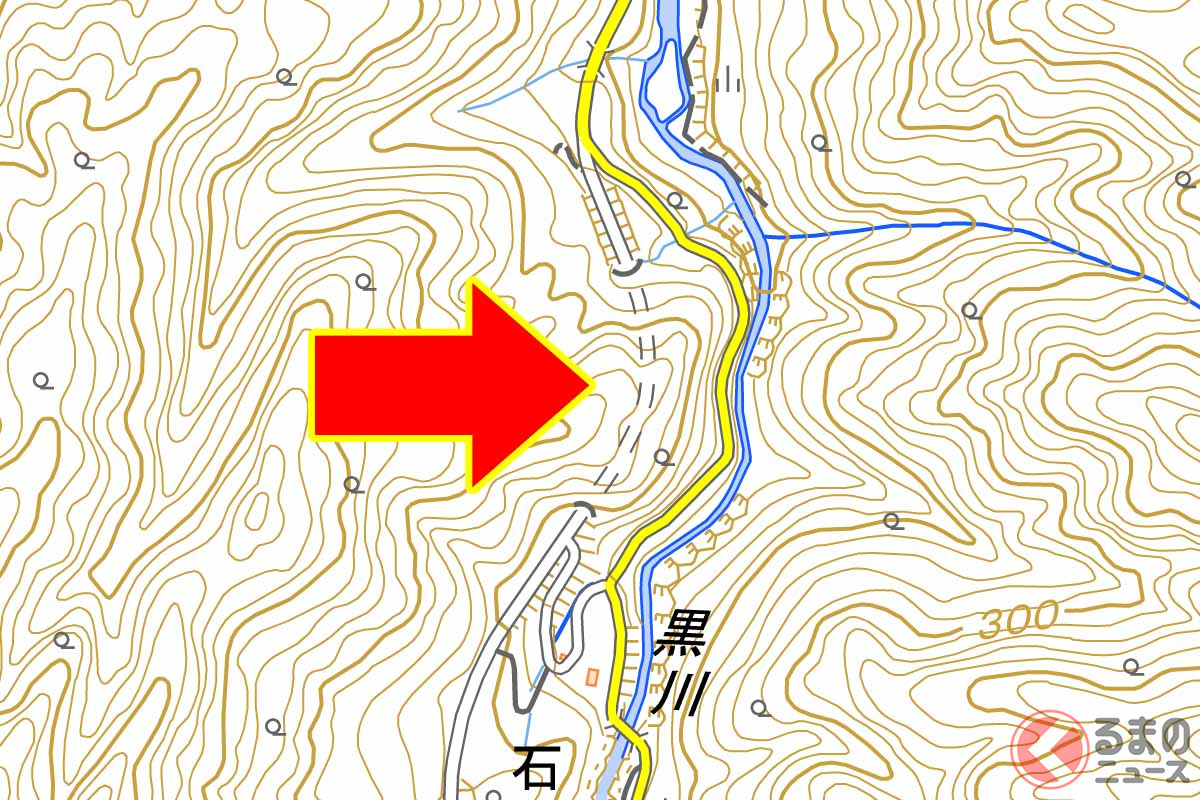 貂飛トンネルの位置(画像:国土地理院「地理院地図」を編集部が加工)