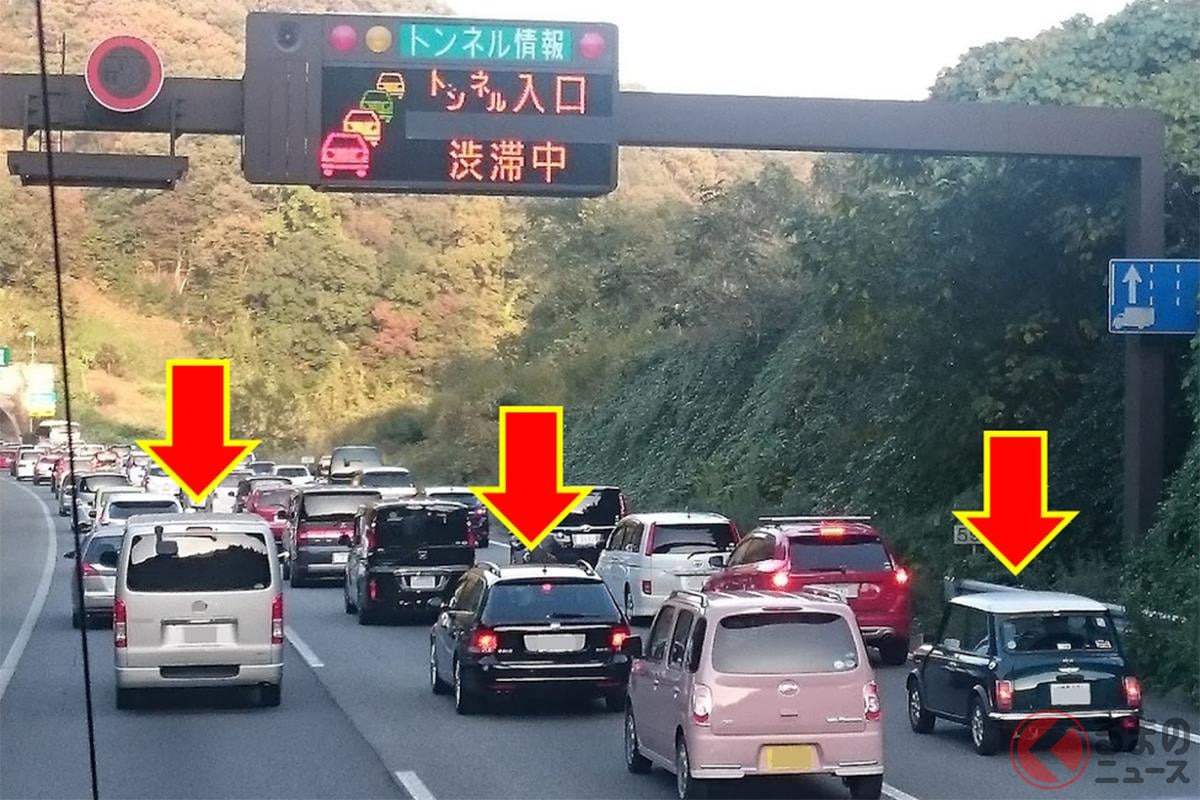 渋滞時の左、真ん中、右の車線で、速度に差はあるのか…（画像はイメージ）