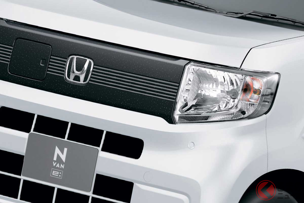 フロント中央にナンバープレートを装着する新型軽EV「N-VAN e:」