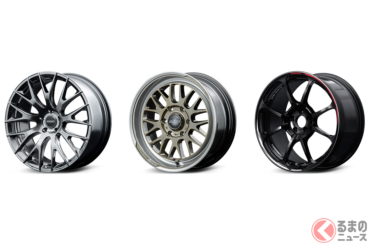 ホムラ「HOMURA 2×9R」(左)「HOMURA 2×9L-RA」(中央)ボルクレーシング「NE24 club sport」(右)