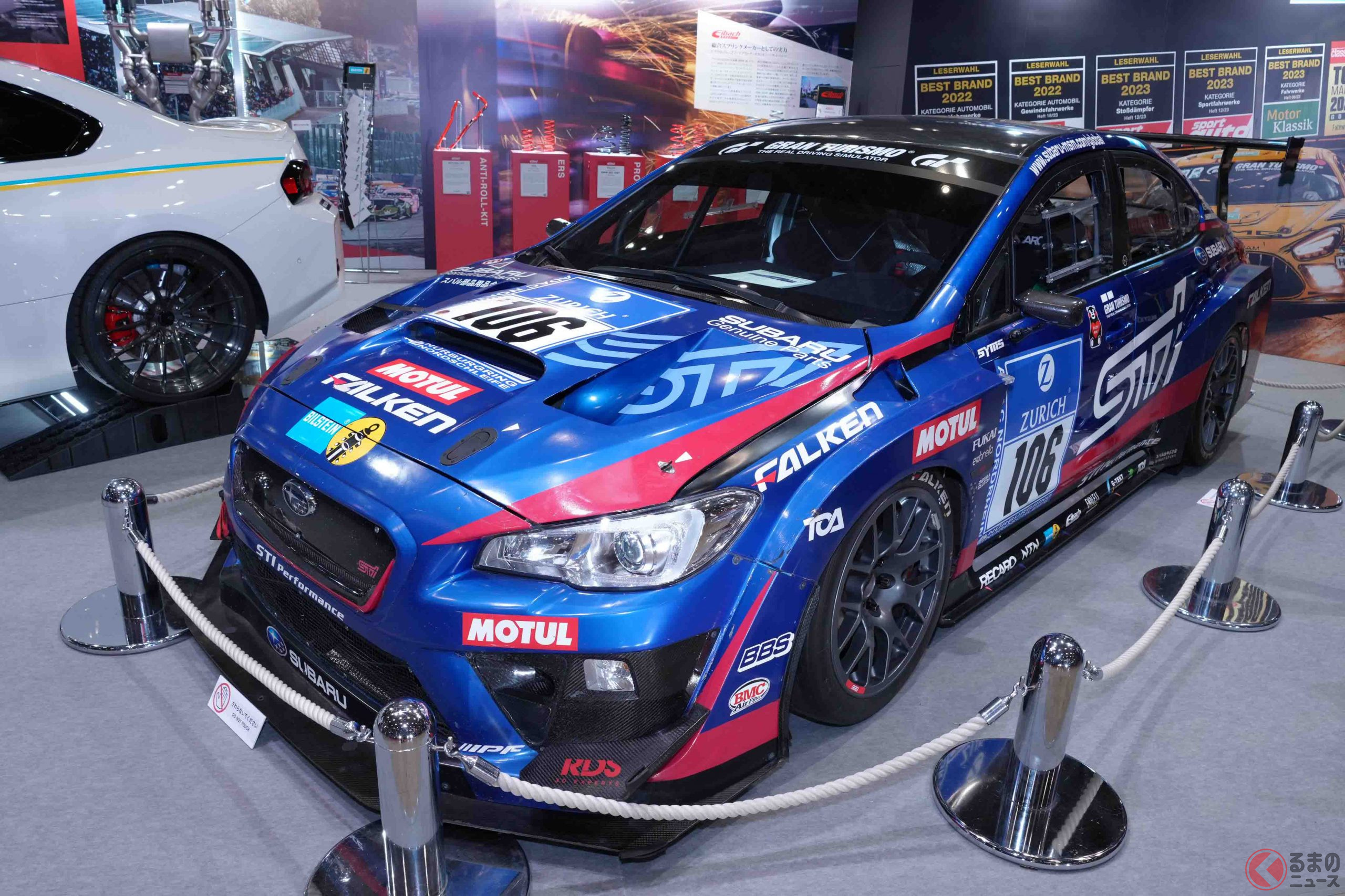 「東京オートサロン2024」阿部商会ブースに展示された「SUBARU WRX STI NBRチャレンジ2016」