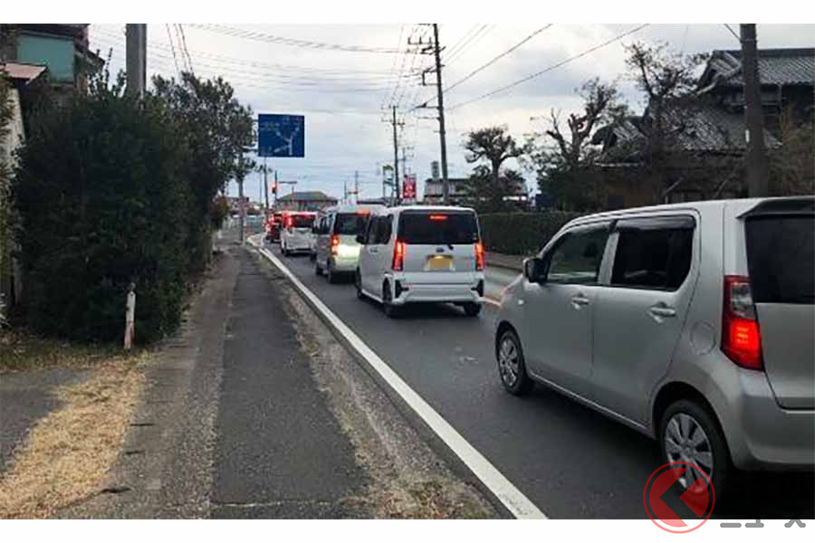 国道128号(現道)の混雑状況。2022年3月撮影(画像:千葉県)