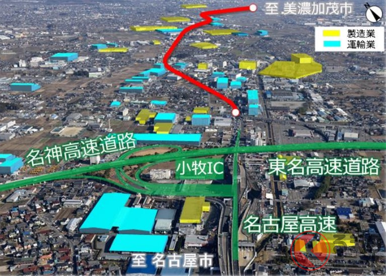 小牧ICから北へ伸びる国道41号(画像:国土交通省)。