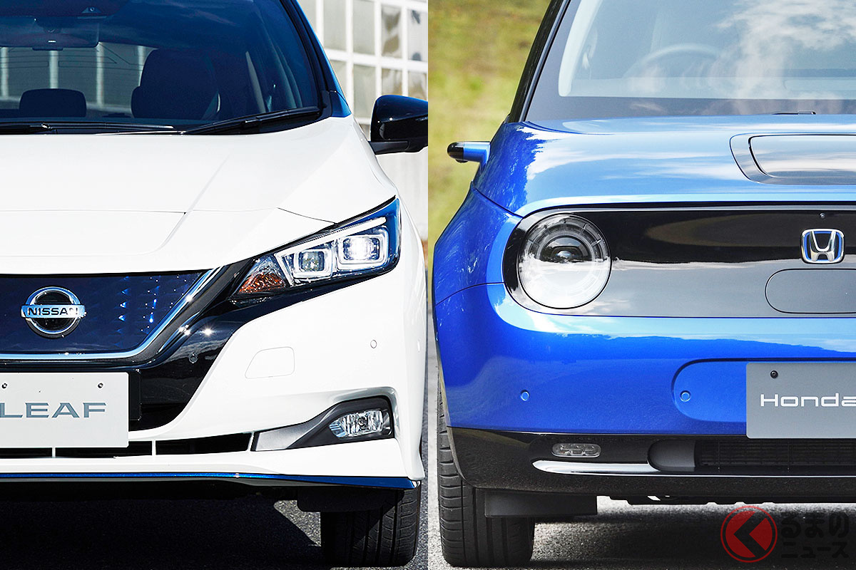 国産大手2社がBEV（電気自動車）で強力タッグ！［写真は両社の市販BEV：左は日産「リーフ」／右はホンダ「Honda e」］