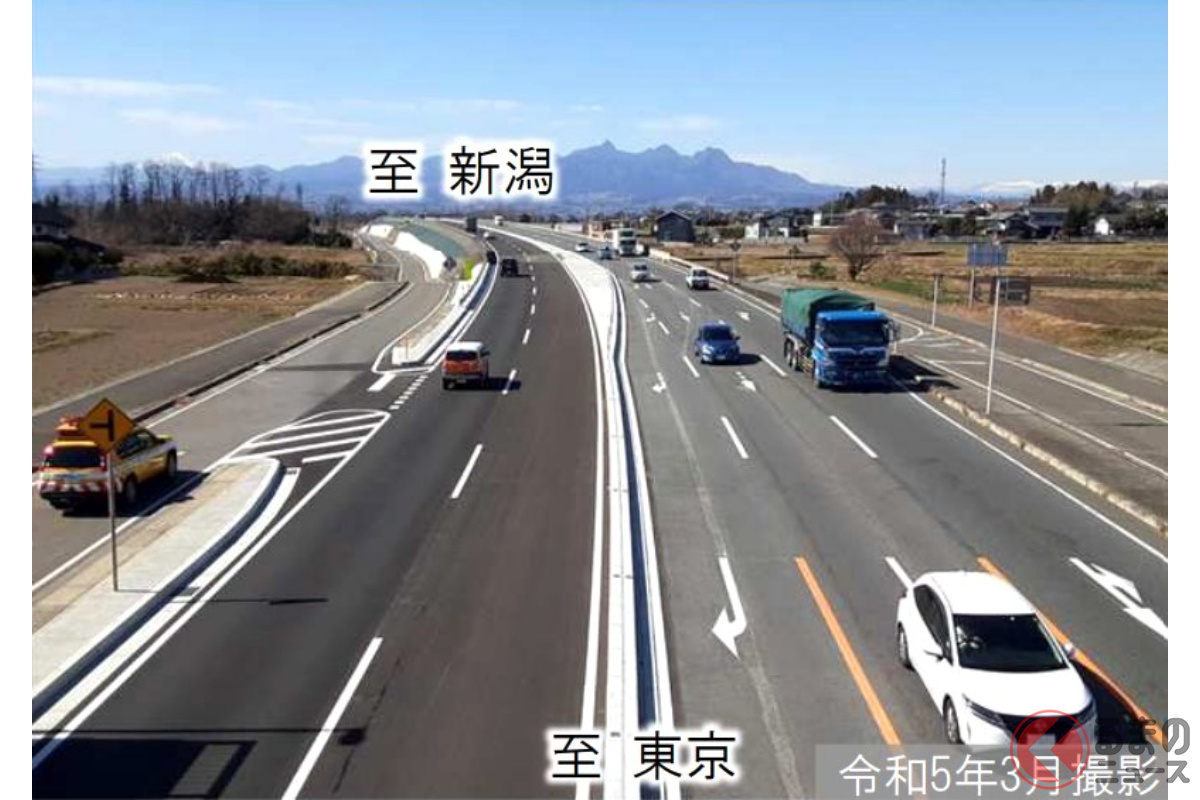 4車線化が進む国道17号バイパス「上武道路」(画像:国土交通省)。