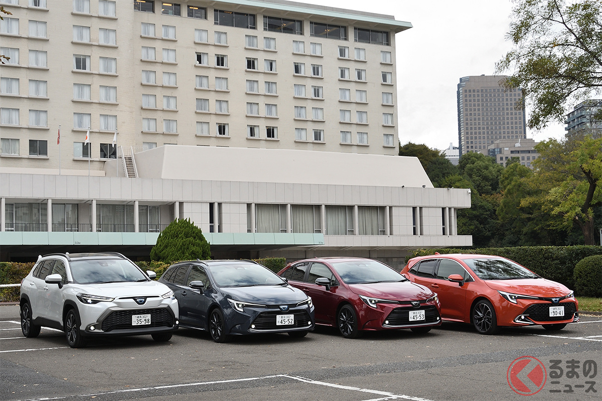 「日本のユーザーが欲しい価値」を採り入れ支持を集め続けるトヨタ「カローラ」シリーズ［写真は左から「カローラクロス」「カローラツーリング」「カローラ」「カローラスポーツ」］