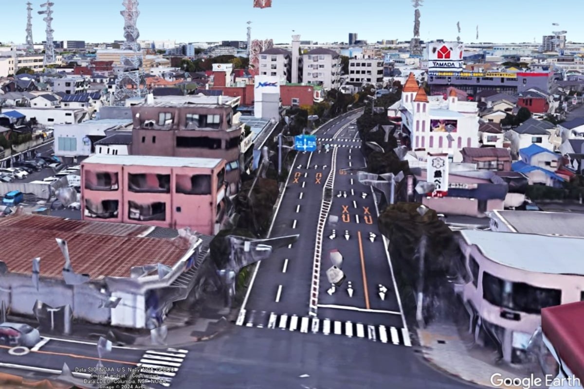 草加～八潮～三郷をつなぐ都市計画道路「草加三郷線」（画像：Google Earth）。