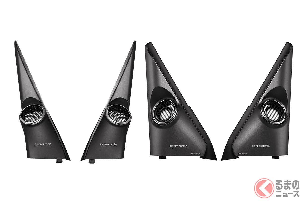 三菱「デリカD:5」に適合するトゥイーター取り付けキット「UD-K306」(左)三菱「デリカミニ」などに適合する「UD-K307」(右)