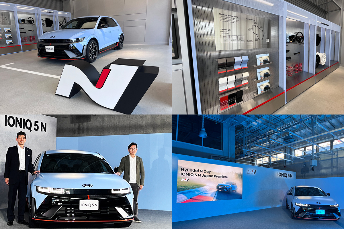 Hyundai Customer Experience Center横浜の様子（上）・「Hyundai N Day | IONIQ 5 N Japan Premier」の様子（下）